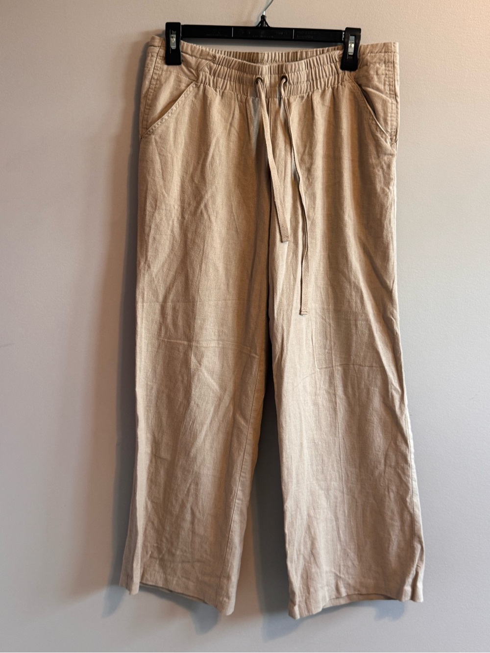 Jolt Women’s Size 7 Linen Blend Wide Leg Drawstring Pants Beige Medium